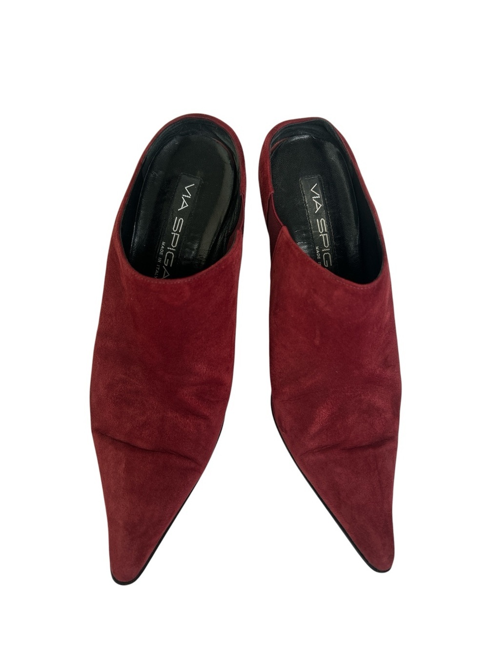 Via Spiga Burgundy Suede Pointed-Toe Mules